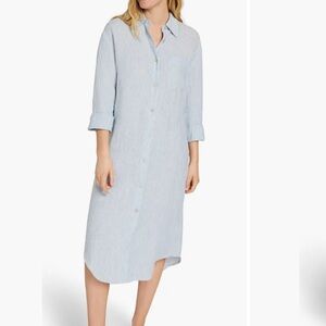 Faherty Laguna Light Blue Linen Maxi Shirtdress.  Size Small.